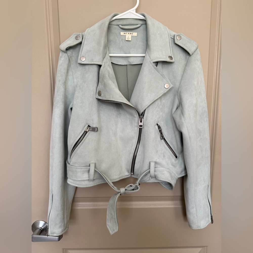 Miami Soft Blue Suede Jacket